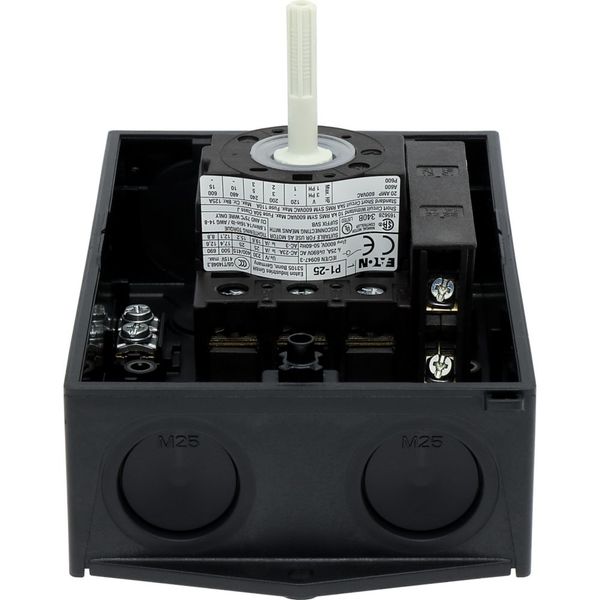 P1-25/I2/SVB/HI11 Main switch, P1, 25 A, surface mounting, 3 pole, 1 N/O, 1 N/C, Emergency switching off function, With red rotary handle and yellow locking ring, Locka image 16