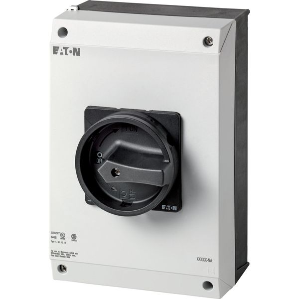 P3-100/I5/SVB-SW/HI11-NA Main switch, P3, 100 A, surface mounting, 3 pole, 1 N/O, 1 N/C, STOP function, With black rotary handle and locking ring, UL/CSA image 3