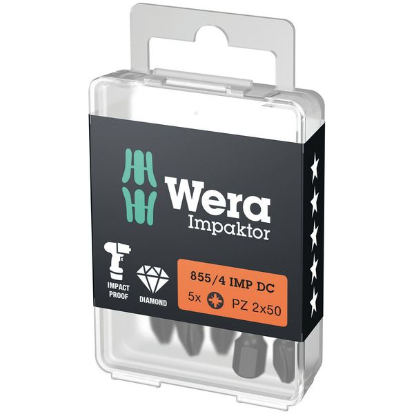 855/4 IMP DC PH DIY Impaktor Bits, PZ 3 x 50 mm, 5-delig image 2