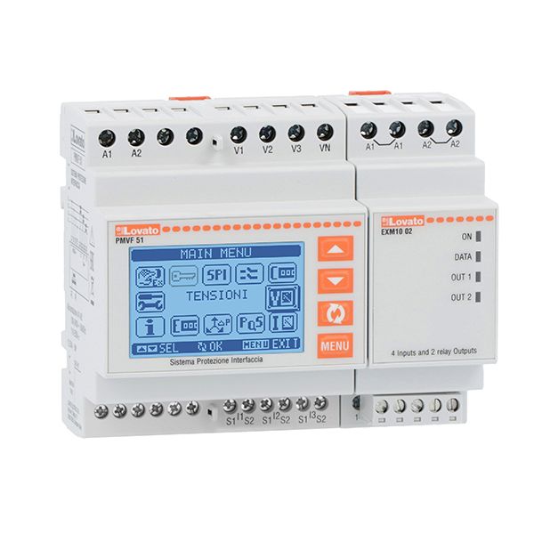 Interface protection unit compliant with italian standard CEI 0-21, for single-phase and three-phase system, with or without neutral, in low voltage, dual threshold minimum and maximum voltage and frequency protection, 230VAC - 400VAC image 1