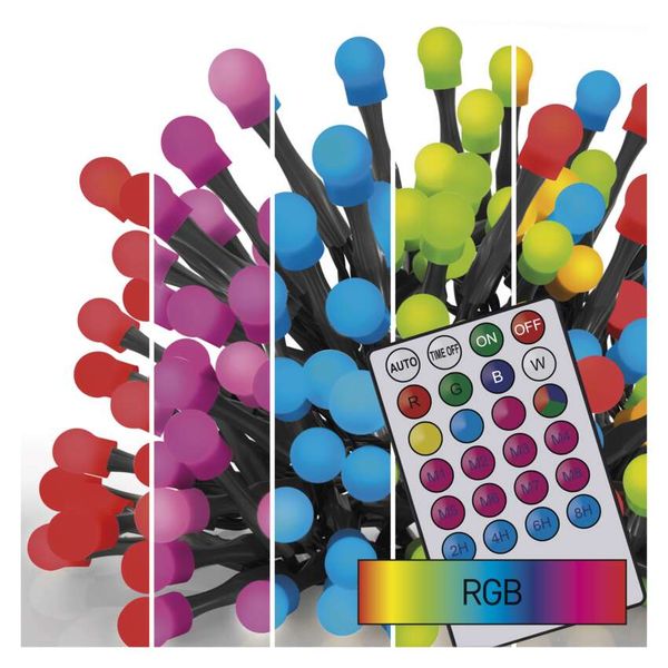 LED Christmas cherry chain – balls, 10 m, RGB, controller, programmes, timer image 1