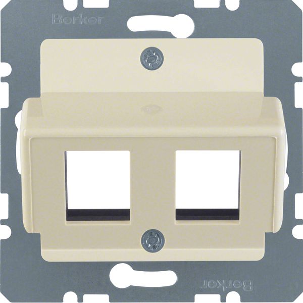 Central plate 2gang for AMP jacks, com-tech, white glossy image 1