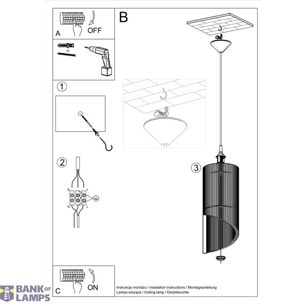 HANGING LAMP ALEXIA E27 1X60W IP20 image 3