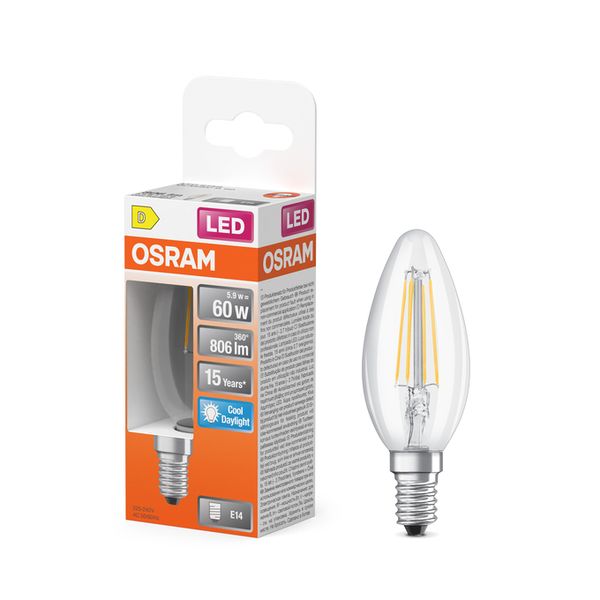 LED candle lamp Classic B60 5.9W 865 Clear E14 image 2