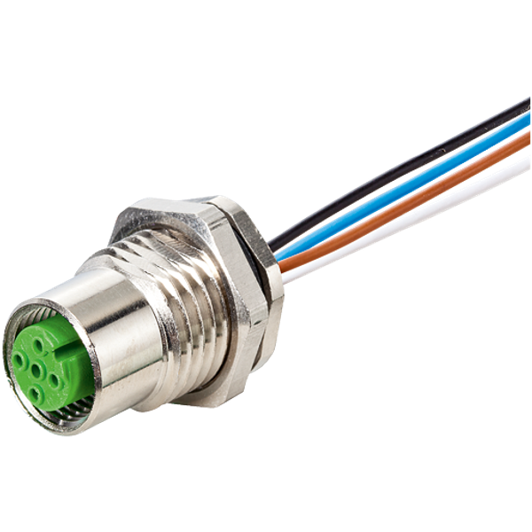 M12 Power female recept. K-cod. front incl.nut PE-X-wires 5x2.5 UL 0,5 image 1