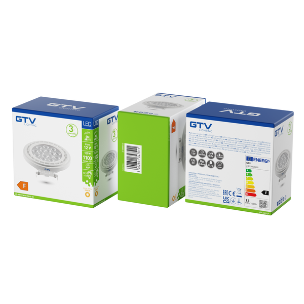 LED Bulb AR111, 12.5 W, 1100 lm, 3000K, G53, DC12V, 40°, white image 2