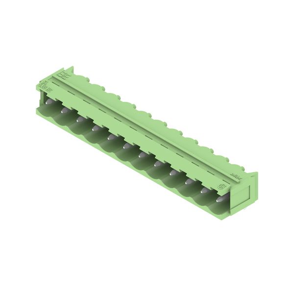 PCB plug-in connector, male header, Dovetails for fixing blocks, THT solder connection, 5.08 mm, Number of poles: 12, 90°, Solder pin length (l): 3.2 mm, tinned, Pale green, Box image 6
