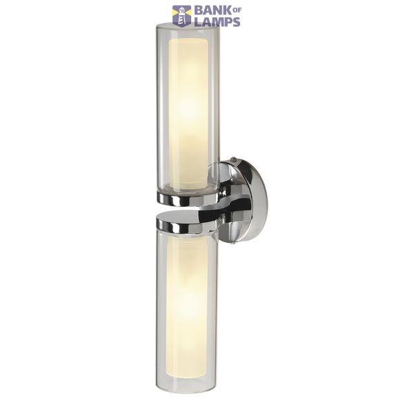 Wall light, WL 106, chrome, double-glass, 2xE14, max. 2x40W, IP44 image 1