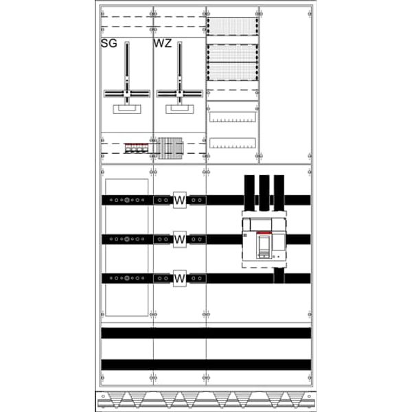 WX42KK11S 12RE 4FB complete cabinet according to FNN In 585A with three-point fastening image 1