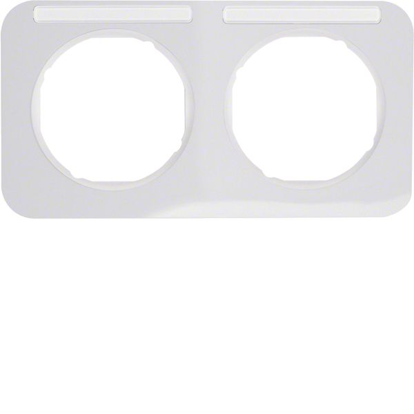 Frame 2gang hor., lab. field, R.1, p. white glossy image 1