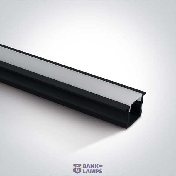 BLACK RECESSED PROFILE 2m + PC opal diffuser image 1