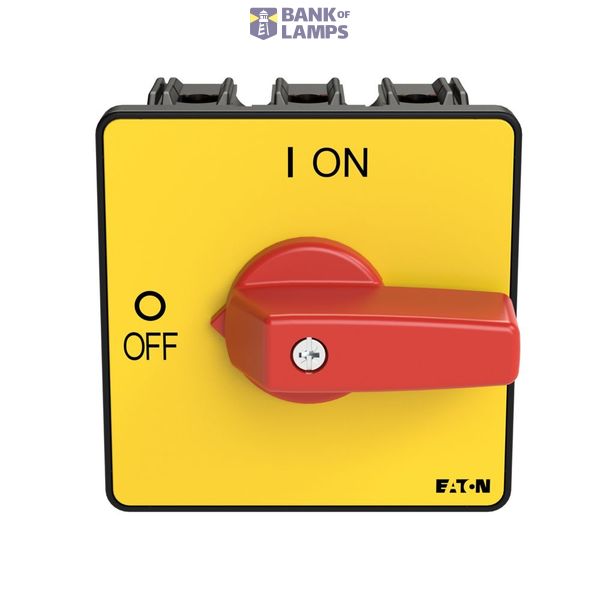 P3 On-off switch, 80 A,Flush mounting, 3 pole, Form E, Red, Short thum image 1