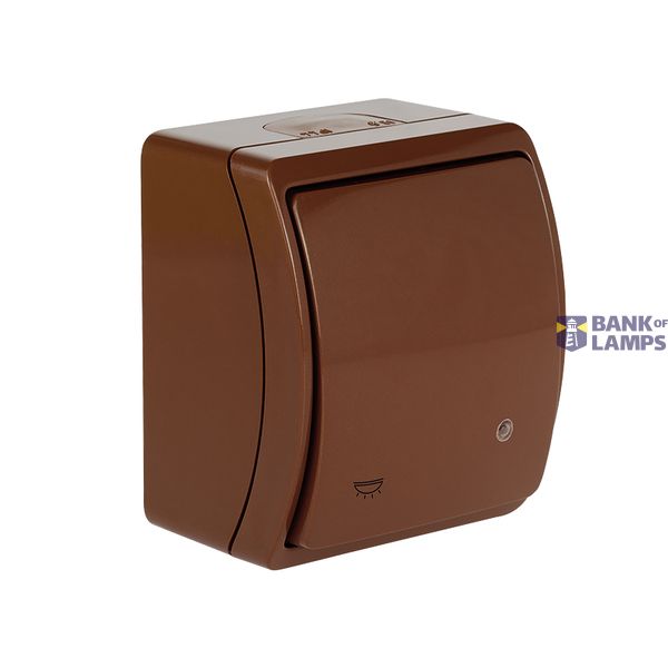 VW-6L Koala Single Push Button - Light with illumination surface mounted IP44 brown VW 156-52 image 1