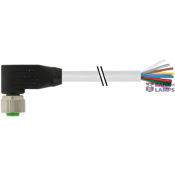 M12 female 90° A-cod. with cable PUR 12x0.25 gy UL/CSA+drag ch. 0.5m image 2