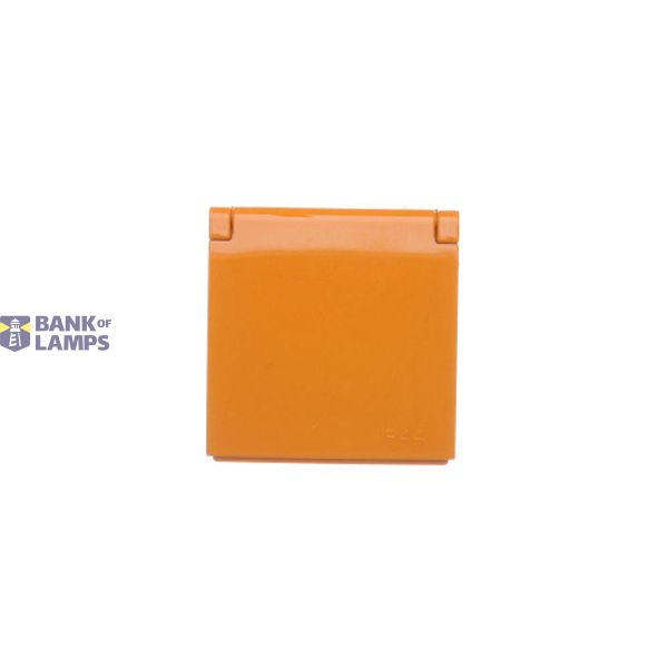 Cover for single socket outlet with earthing IP44 - same color flap & cover, orange image 1