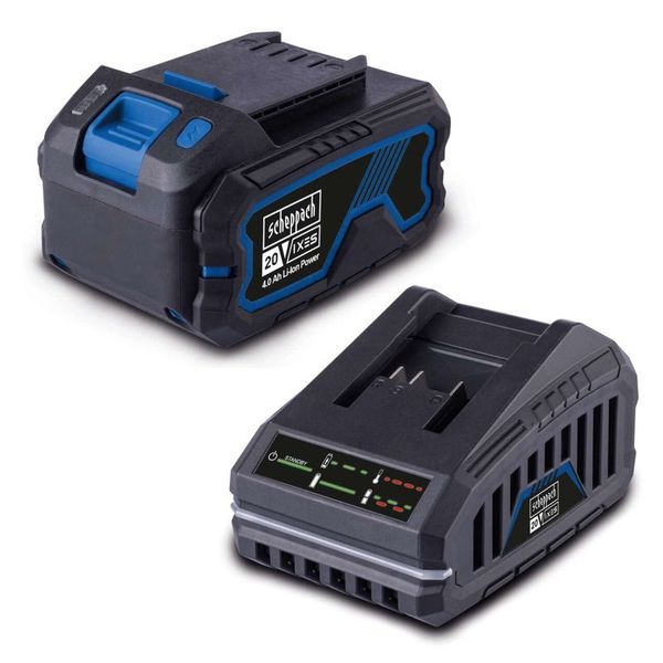 Scheppach 20V 4Ah Battery & 2.4A Charger Starter Kit | IXES Cordless Tools | Long Runtime & LED Display image 1