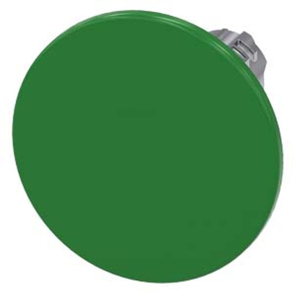 Mushroom pushbutton, 22 mm, round, metal, high gloss, green, 60 mm image 1