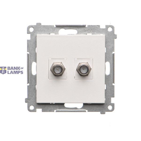 Double aerial socket type "F", module, white matt image 1