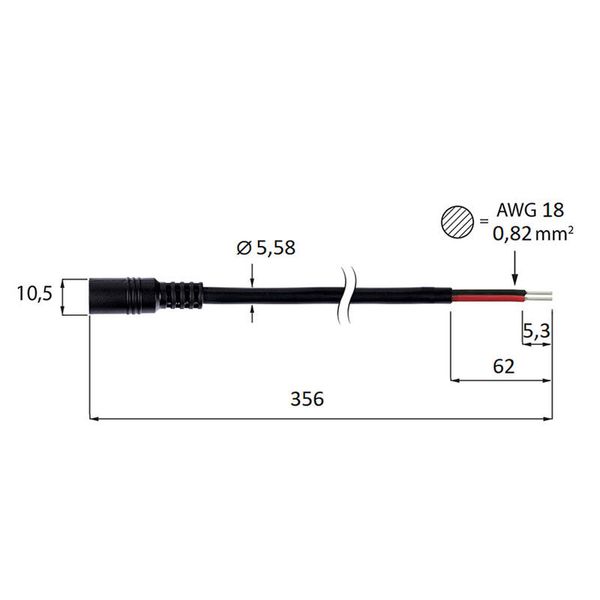 Power connector socket, free end (AWG 18/0.82 mm2) image 1