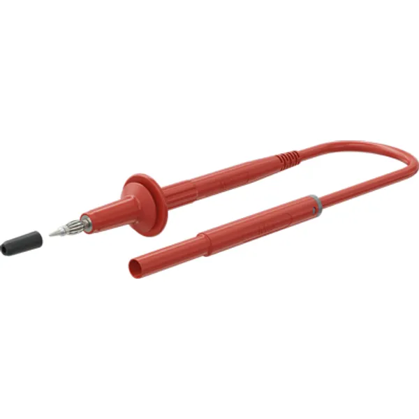 Safety measuring lead with (test probe, straight) to (4 mm lamella plug, straight), 1.5 m, red, TPE, 0.5 mm², CAT IV, 66.8011-15022 image 1
