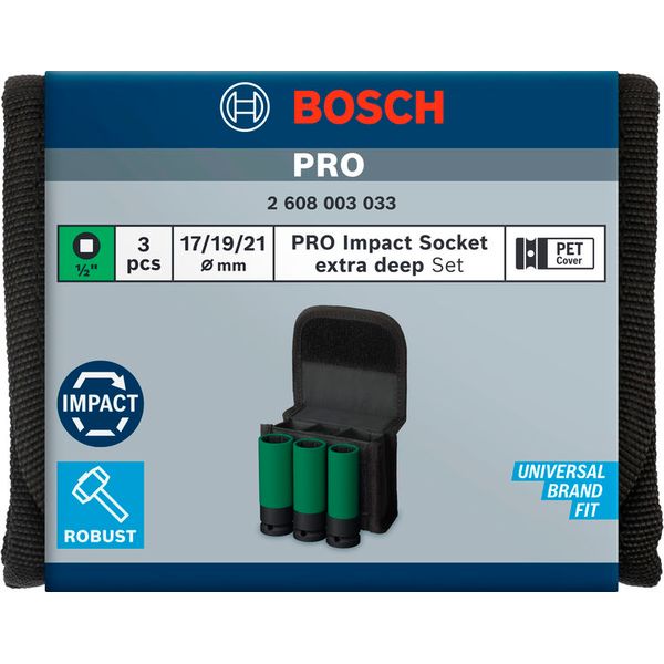 PRO Impact Sockets 1/2" Extra Deep 3-PC Set image 1