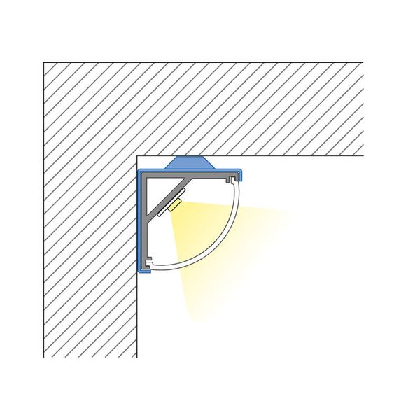 Corner aluminum profile RS, 16x16 mm, clear diffuser, complete, 3 m image 1