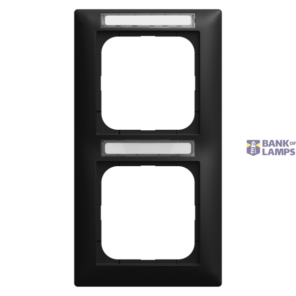 1722 NSK-915 Cover frame with viewing window, vertical with lettering field 2-fold black matt - Busch-balance® SI image 1