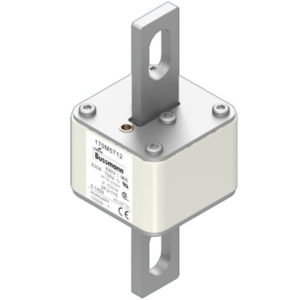 Fuse-link, high speed, 1100 A, AC 600 V, size 2, 61 x 77 x 135 mm, aR, IEC, UL, no indicator, 115 mm centres image 2