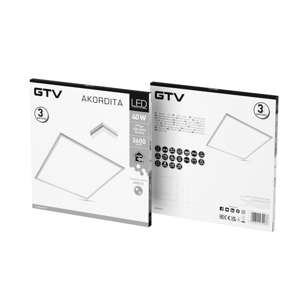 LED frame AKORDITA, 40 W, 3600 lm, AC220-240V, PF>0.9, IP20, 60x60cm, 4000K image 2