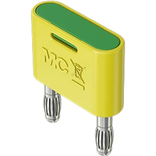 Jumper, pitch 19 mm, 60 V, 32 A, nickel-plated, green/yellow, 64.4012-20 image 1