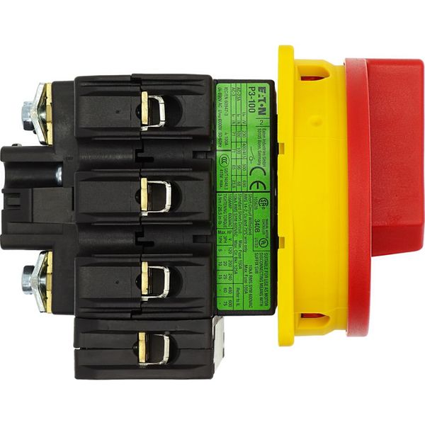 P3-100/EA/SVB/N Main switch, P3, 100 A, flush mounting, 3 pole + N, Emergency switching off function, With red rotary handle and yellow locking ring, Lockable in the image 39