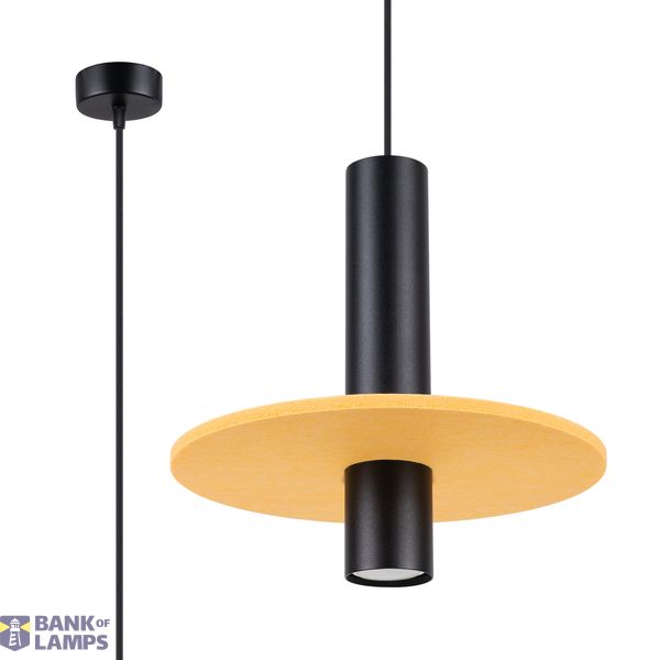 Pendant lamp PELTA 1 black/yellow image 2