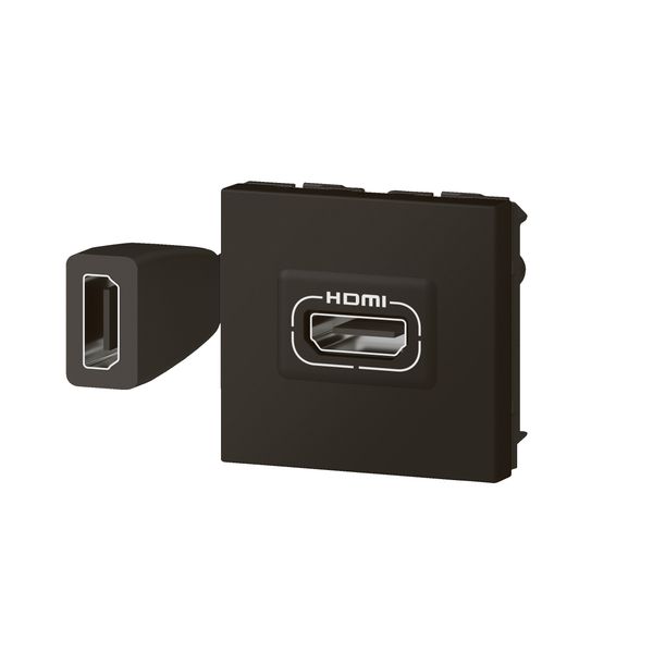 HDMI preterminated socket 2 modules mat black Mosaic image 2