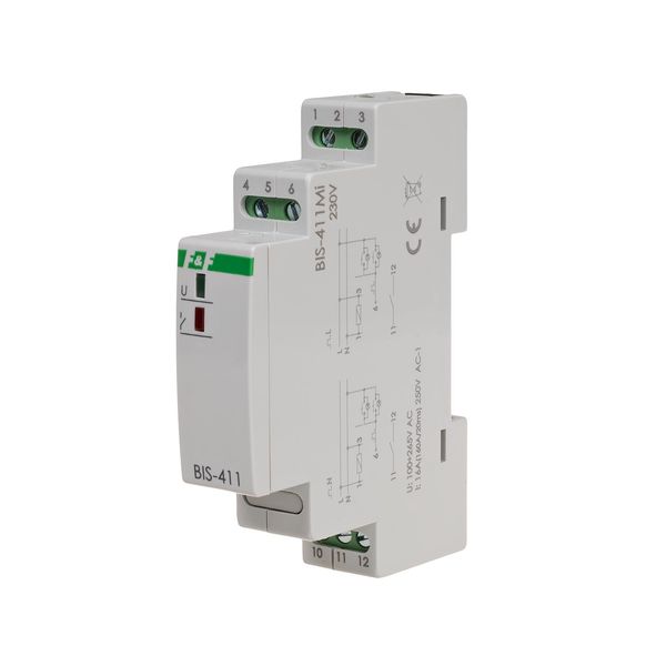 Bistable relay with memory, DIN rail mounting, 230V, with inrush relay 160A/20ms; BIS-411M-LED image 1