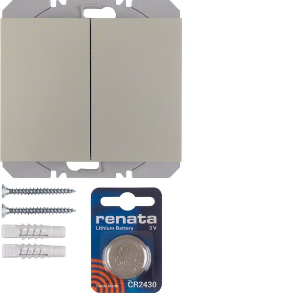 KNX radio wall-transmitter 2gang flat quicklink, K.5, stainl. steel ma image 1