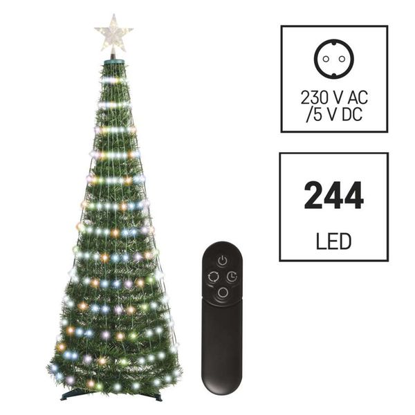 LED Christmas tree with light chain and star, 1.5 m, indoor, controlled, timer, RGB image 1