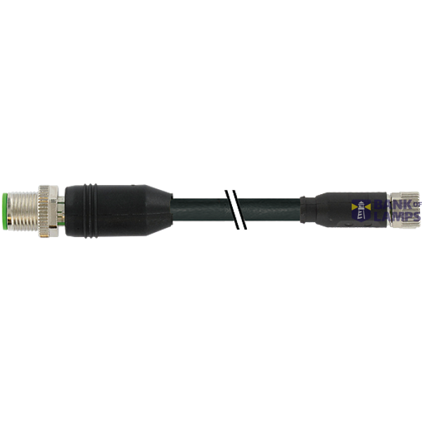 M12 male 0° / M8 female 0° A-cod. shielded PUR 3x0.34 shielded bk UL/C image 1