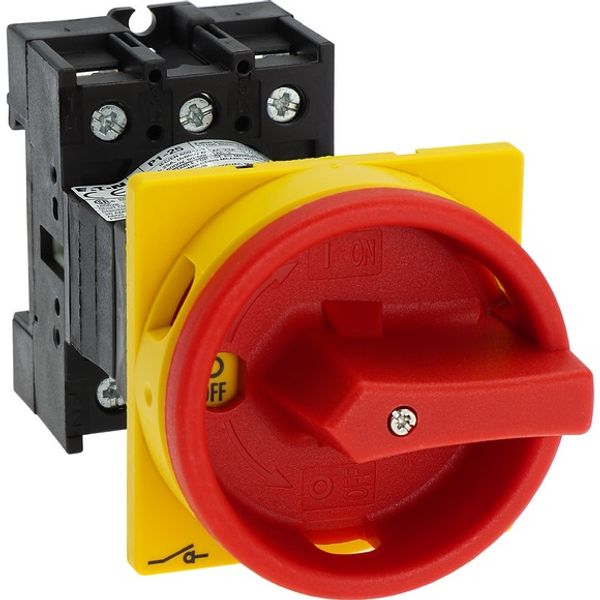 P1-25/V/SVB Main switch, P1, 25 A, rear mounting, 3 pole, Emergency switching off function, With red rotary handle and yellow locking ring, Lockable in the 0 (Off image 8