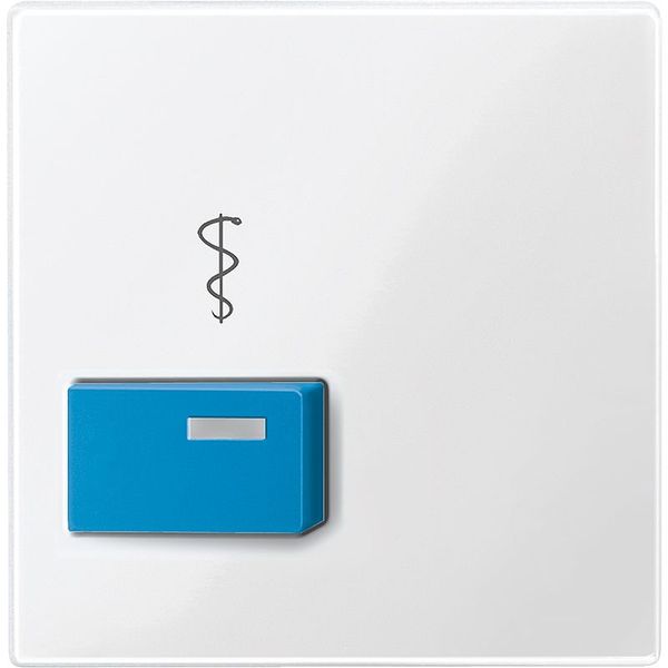 Central plate for call button/doctor call, polar white glossy, system M image 1