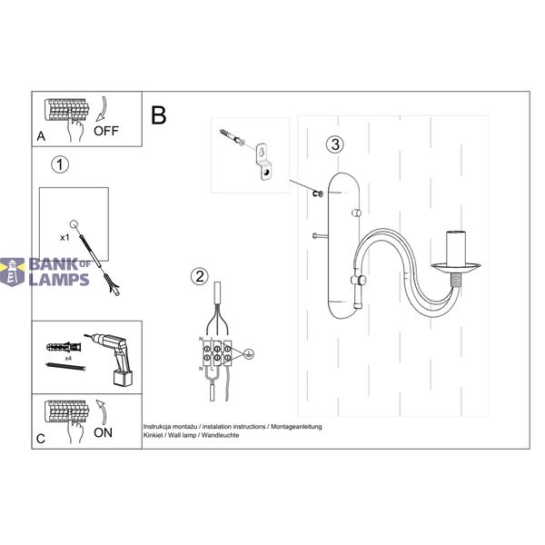 WALL LAMP MINERVA BLACK E14 1X40W IP20 image 5