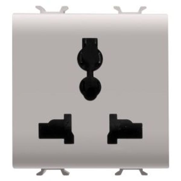 MULTISTANDARD SOCKET-OUTLET 2P+E - 13A/250V ac - 15A/127V ac - 2 MODULES - NATURAL SATIN BEIGE - CHORUSMART image 1