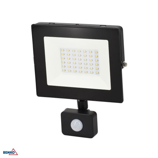 LED FLOODLIGHT SMD KASTEL 30W 6000K 2500LM IP65 BLACK SENSOR PIR image 1