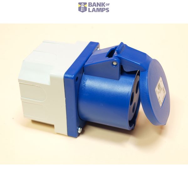Straight panel socket with box 32A 3P 6h IP44 image 1