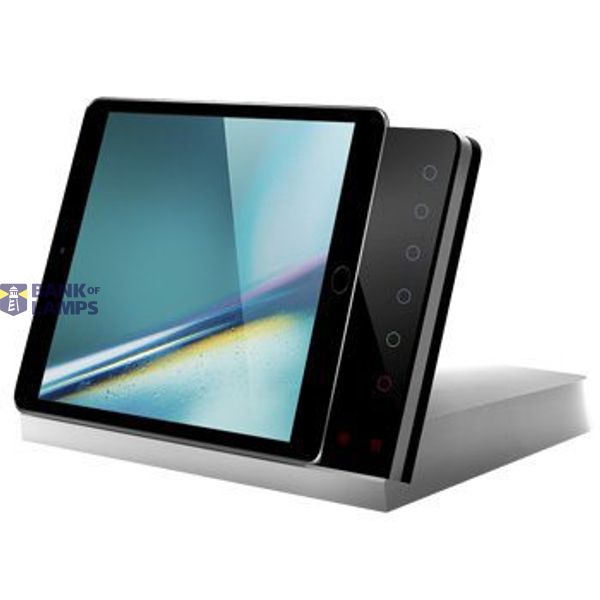 Table docking station with charging function and control function, housing silver, glass cover black image 1