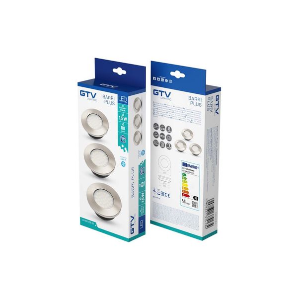 Set of LED luminaires BARRI (3 pcs.), AC220-240V, 6400K, aluminum image 3