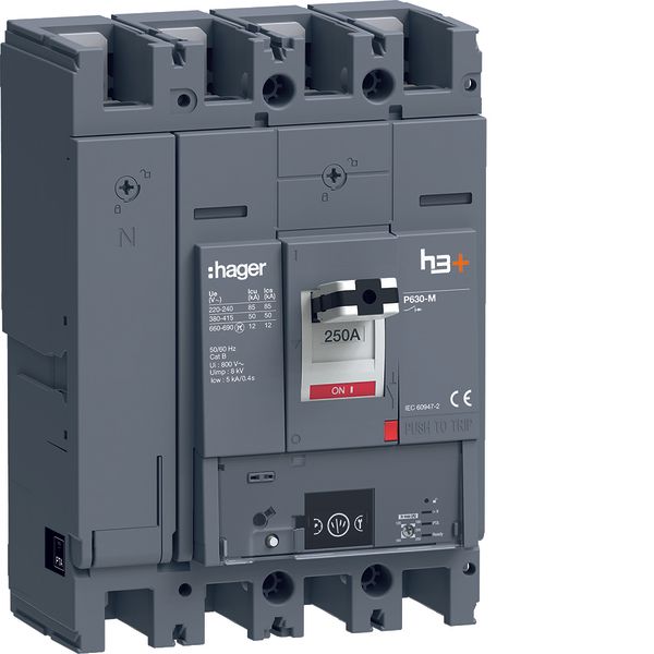 Moulded Case Circuit Breaker h3+ P630 Energy 4P4D N0-50-100% 250A 50kA image 1