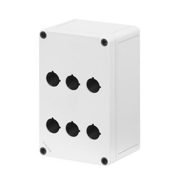 Polystyrene push-button enclosure 110x180x90, 6 holes Ø 22 image 1