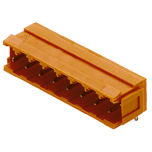 PCB plug-in connector, male header, Dovetails for fixing blocks, THT solder connection, 5.08 mm, Number of poles: 19, 90°, Solder pin length (l): 4.5 mm, tinned, orange, Box image 1