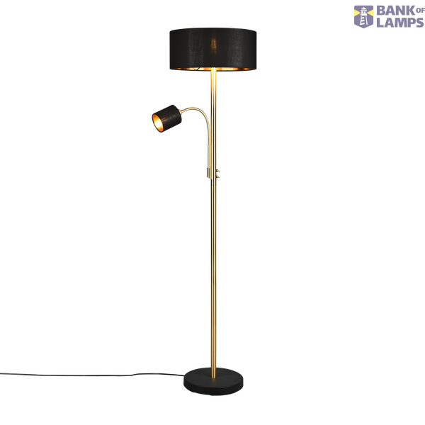 Motel floor lamp with reading light E27+E14 matt brass image 1
