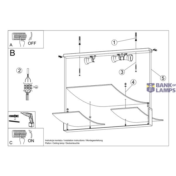 CEILING LAMP CELIA WHITE E27 3X60W IP20 image 4